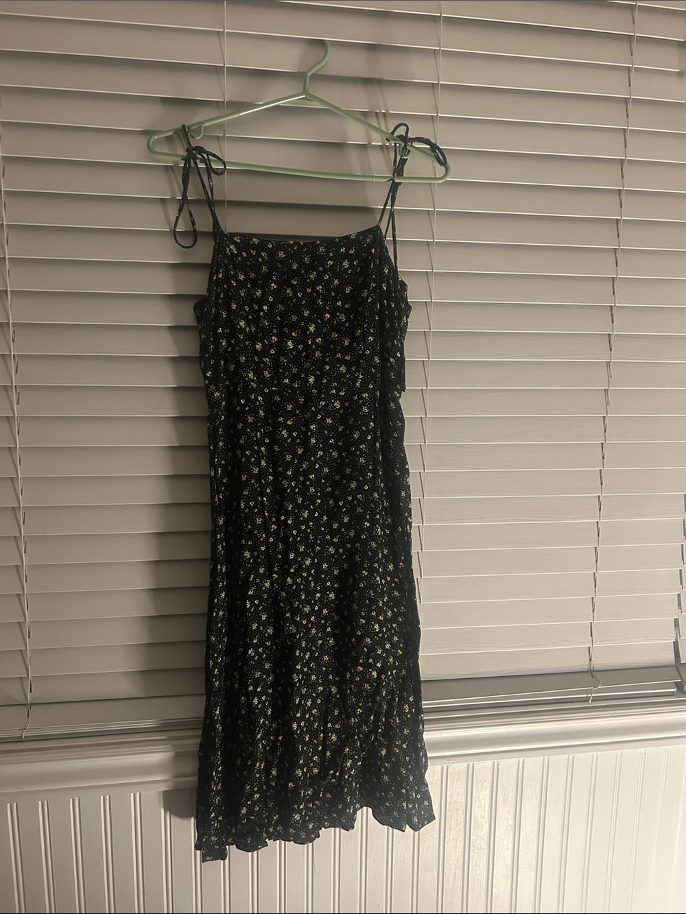 Urban Outfitters Black Floral Tie-Strap Midi Dress